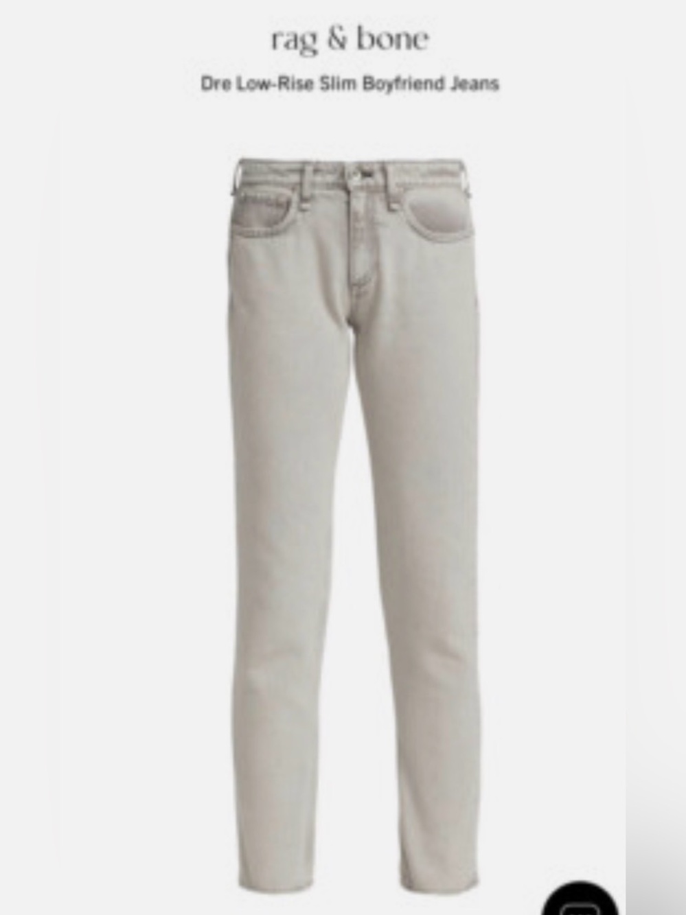 Rag and Bone Dre low-rise slim boyfriend raw hem jean in Dust, size 26, EUC